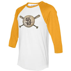 San Diego Padres Tiny Turnip Women's Baseball Cross Bats 3/4-Sleeve Raglan T-Shirt discount
