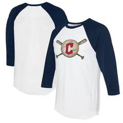 Cleveland Guardians Tiny Turnip Women's Baseball Cross Bats 3/4-Sleeve Raglan T-Shirt Lifestyle