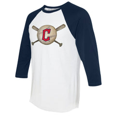Cleveland Guardians Tiny Turnip Women's Baseball Cross Bats 3/4-Sleeve Raglan T-Shirt Lifestyle