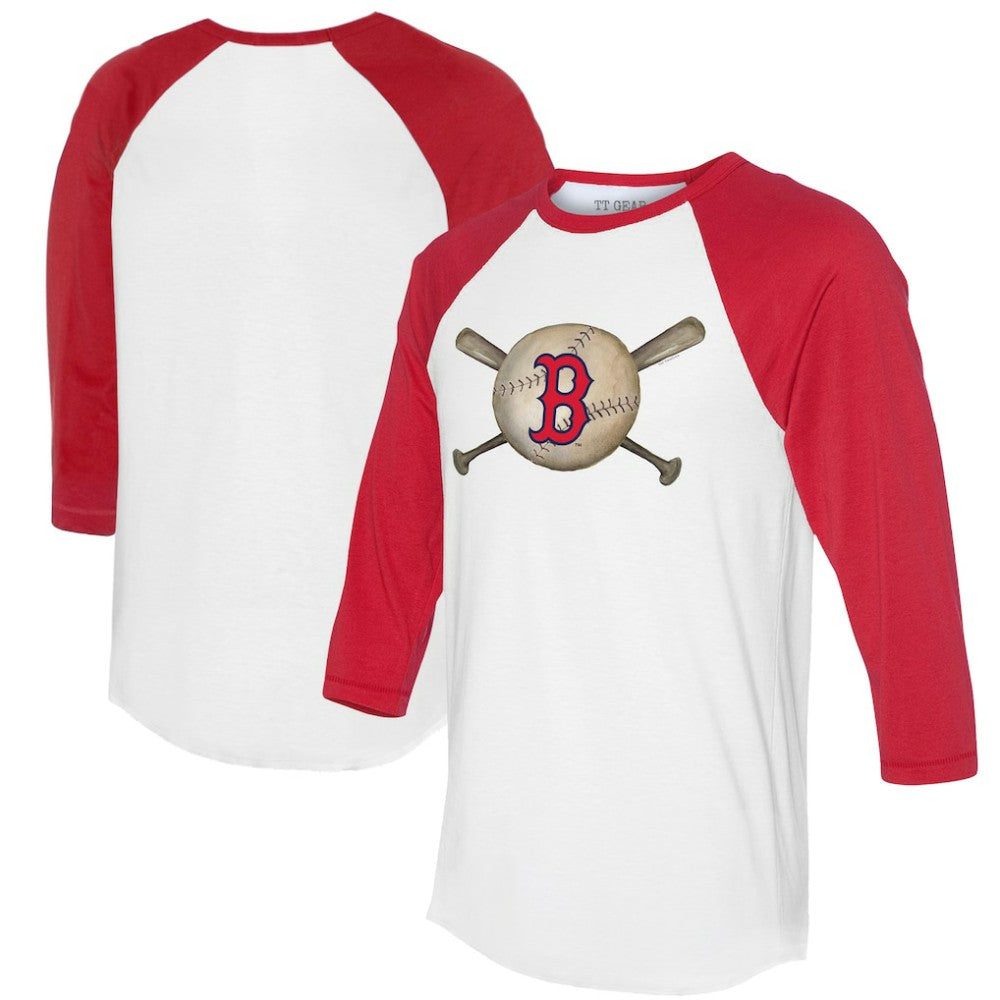 Boston Red Sox Tiny Turnip Women's Baseball Cross Bats 3/4-Sleeve Raglan T-Shirt Sale