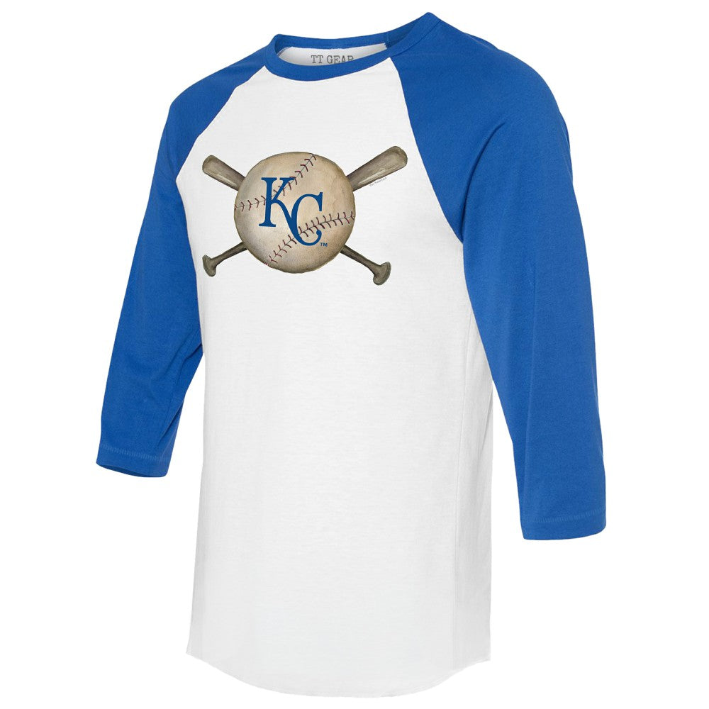 Kansas City Royals Tiny Turnip Women's Baseball Cross Bats 3/4-Sleeve Raglan T-Shirt Sale