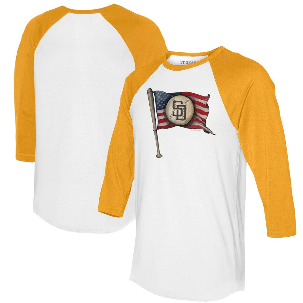 San Diego Padres Tiny Turnip Women's Baseball Flag 3/4-Sleeve Raglan T-Shirt discount