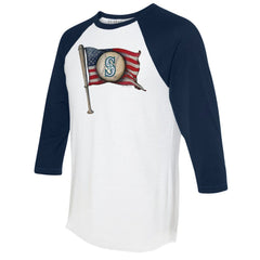 Seattle Mariners Tiny Turnip Women's Baseball Flag 3/4-Sleeve Raglan T-Shirt Lifestyle