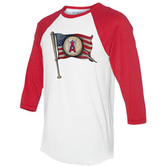 Los Angeles Angels Tiny Turnip Women's Baseball Flag 3/4-Sleeve Raglan T-Shirt for sale
