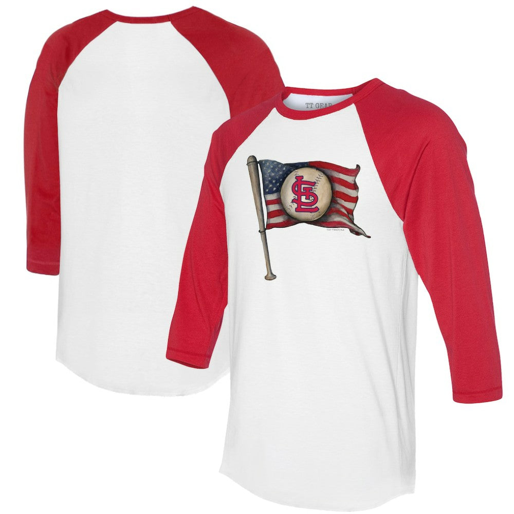 St. Louis Cardinals Tiny Turnip Women's Baseball Flag 3/4-Sleeve Raglan T-Shirt On Sale