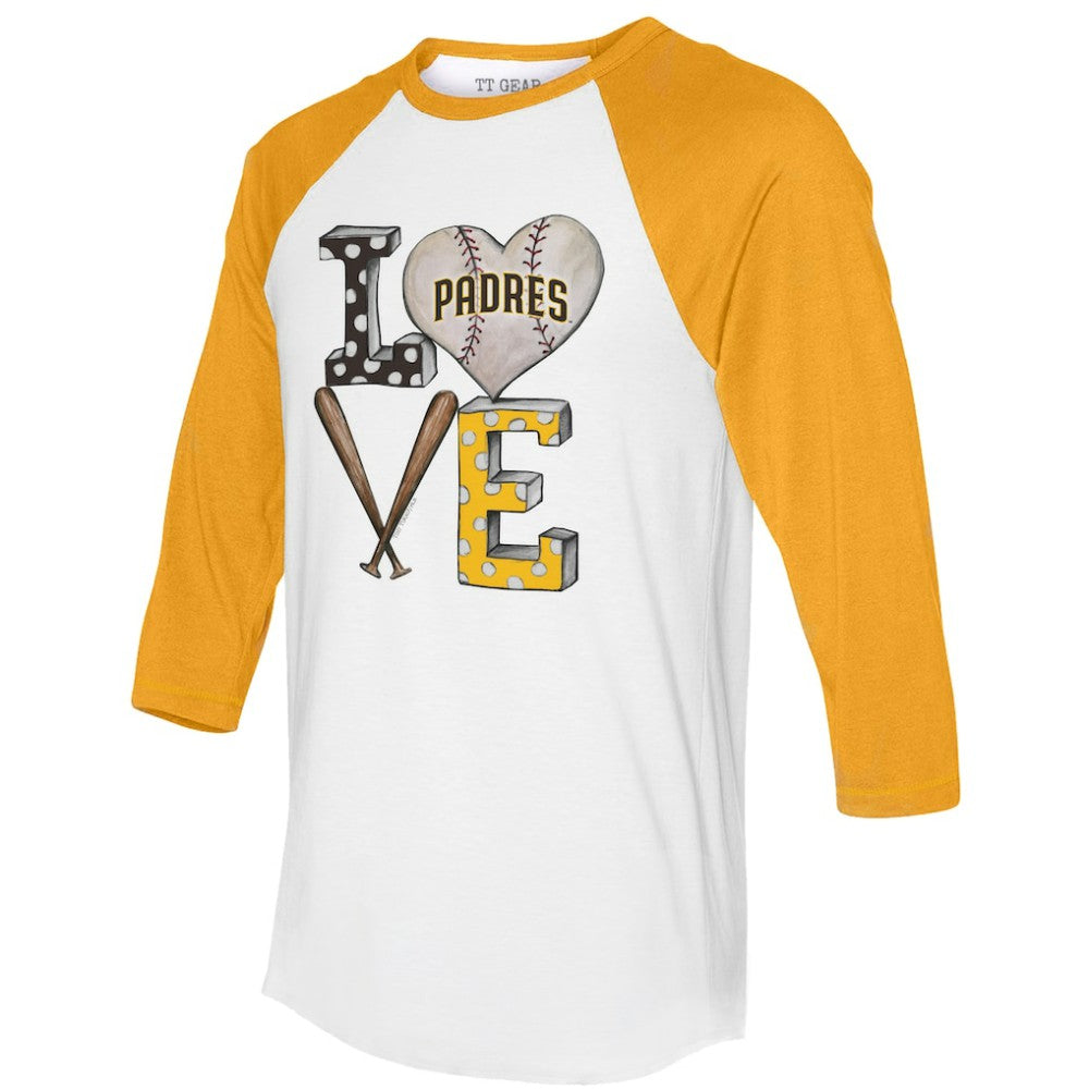 San Diego Padres Tiny Turnip Women's Baseball Love Raglan 3/4-Sleeve T-Shirt Online