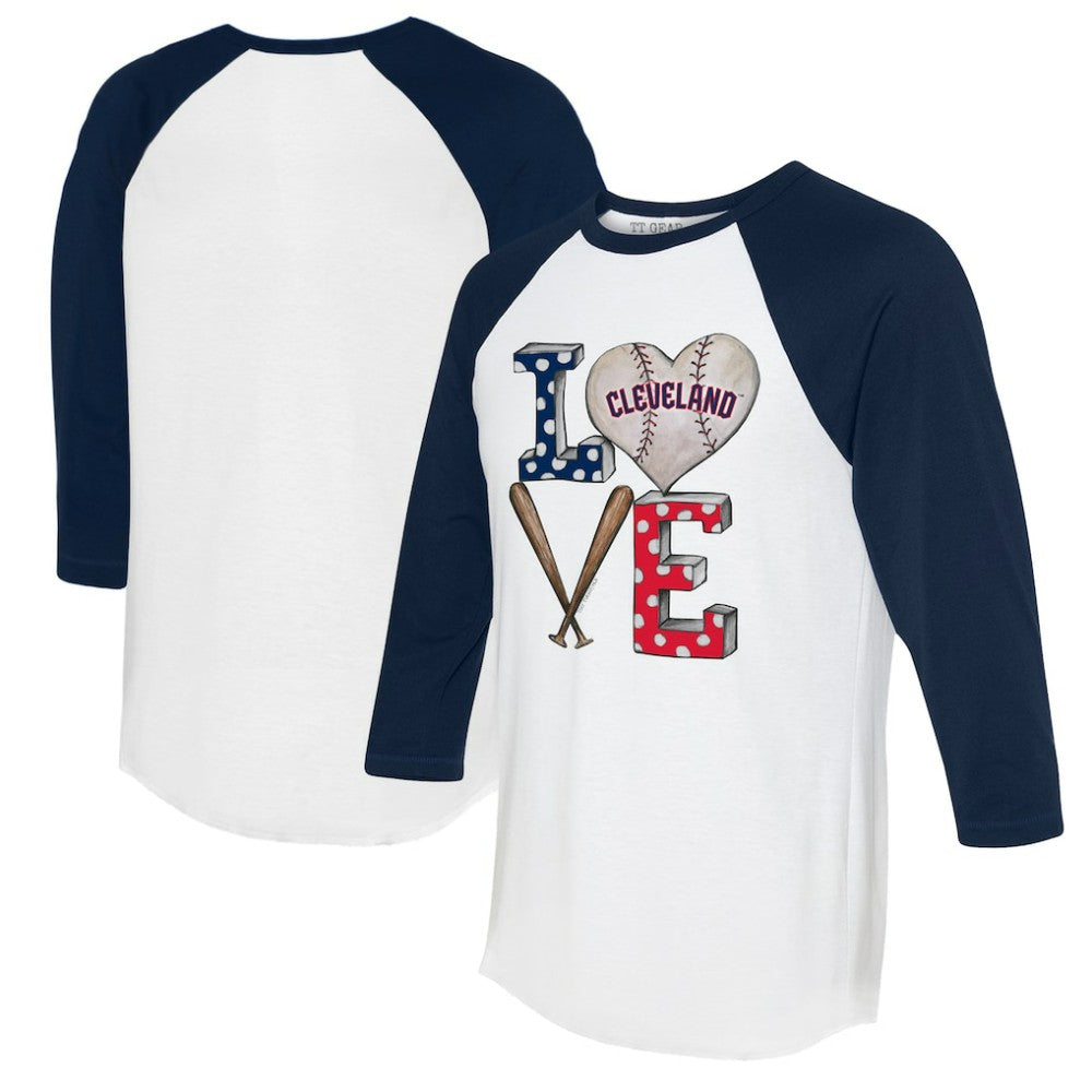 Cleveland Guardians Tiny Turnip Women's Baseball Love Raglan 3/4-Sleeve T-Shirt Near Me