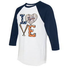 Detroit Tigers Tiny Turnip Women's Baseball Love Raglan 3/4-Sleeve T-Shirt Online
