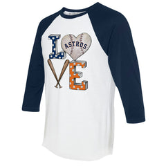 Houston Astros Tiny Turnip Women's Baseball Love Raglan 3/4-Sleeve T-Shirt On Sale