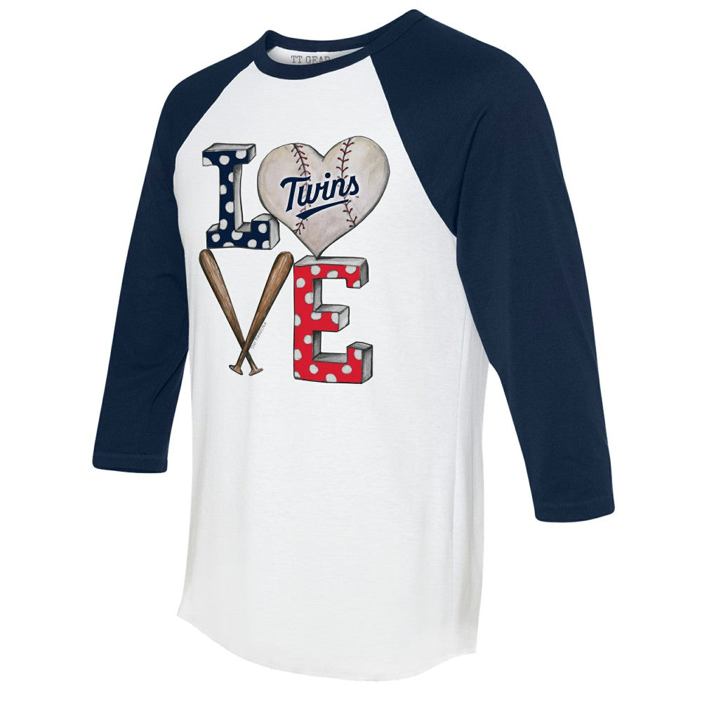 Minnesota Twins Tiny Turnip Women's Baseball Love Raglan 3/4-Sleeve T-Shirt Near Me