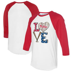 Philadelphia Phillies Tiny Turnip Women's Baseball Love Raglan 3/4-Sleeve T-Shirt for sale