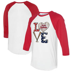 St. Louis Cardinals Tiny Turnip Women's Baseball Love Raglan 3/4-Sleeve T-Shirt for sale