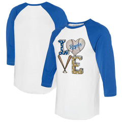 Kansas City Royals Tiny Turnip Women's Baseball Love Raglan 3/4-Sleeve T-Shirt Clearance
