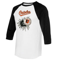 Baltimore Orioles Tiny Turnip Women's Baseball Tear 3/4-Sleeve Raglan T-Shirt Clearance