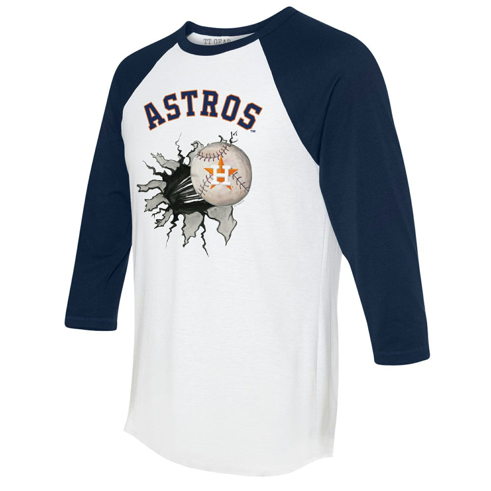 Houston Astros Tiny Turnip Women's Baseball Tear 3/4-Sleeve Raglan T-Shirt Lifestyle