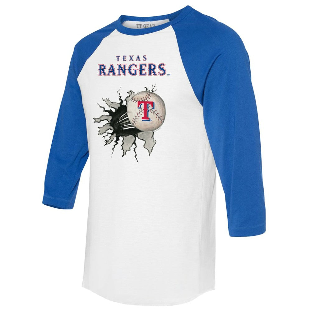 Texas Rangers Tiny Turnip Women's Baseball Tear 3/4-Sleeve Raglan T-Shirt Lifestyle