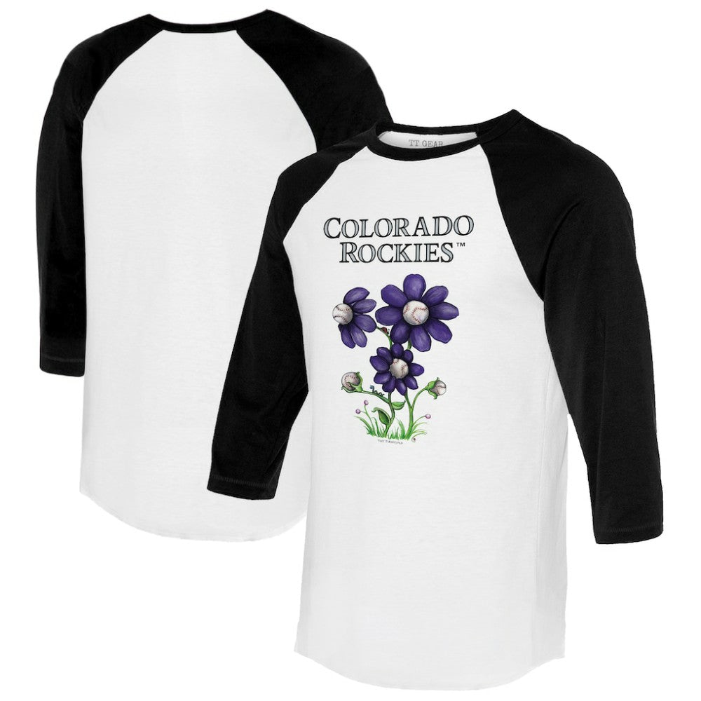 Colorado Rockies Tiny Turnip Women's Blooming Baseballs 3/4-Sleeve Raglan T-Shirt discount