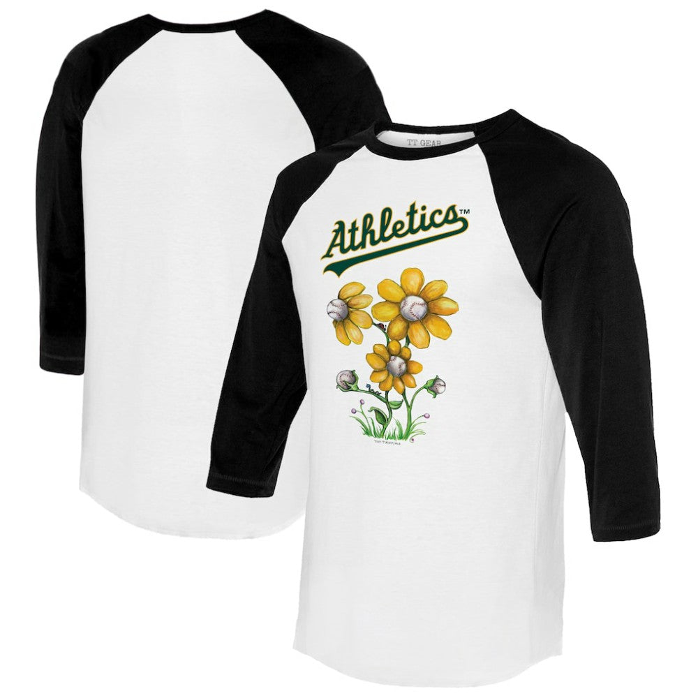 Athletics Tiny Turnip Women's Blooming Baseballs 3/4-Sleeve Raglan T-Shirt for sale