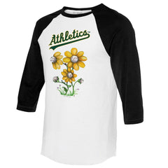 Athletics Tiny Turnip Women's Blooming Baseballs 3/4-Sleeve Raglan T-Shirt for sale