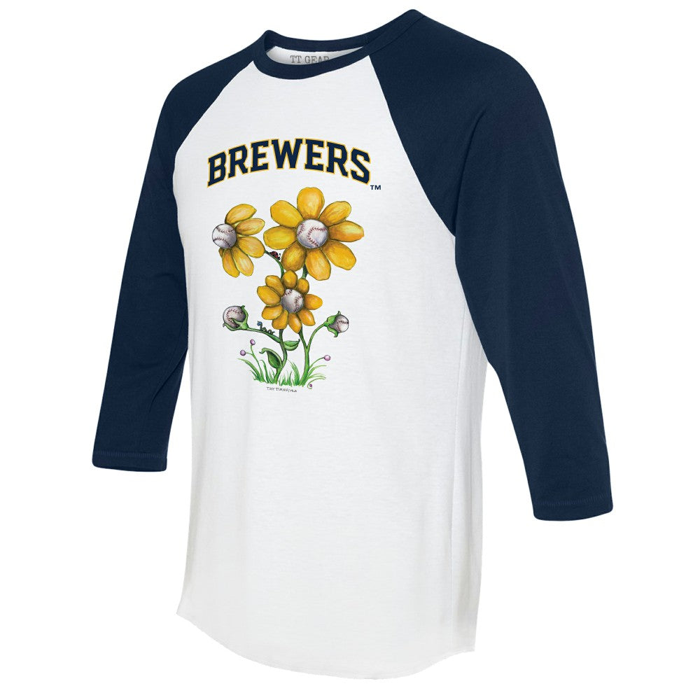 Milwaukee Brewers Tiny Turnip Women's Blooming Baseballs 3/4-Sleeve Raglan T-Shirt Near Me