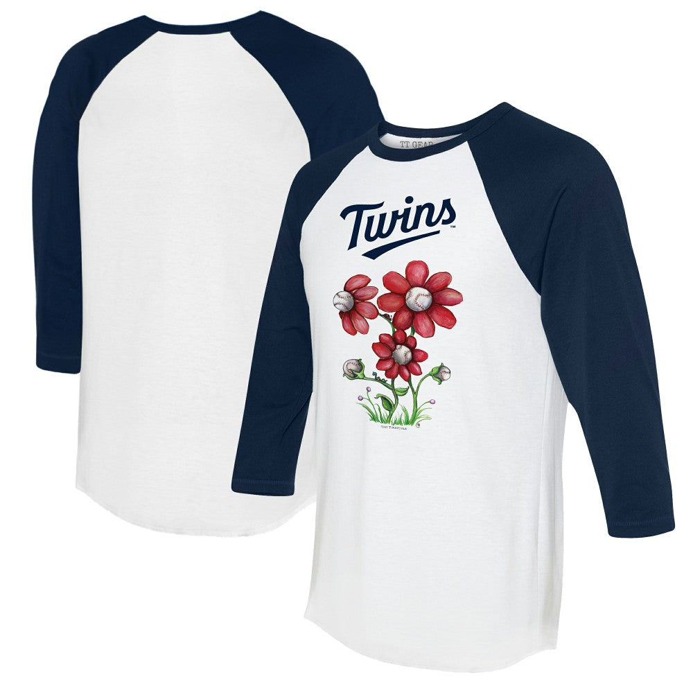 Minnesota Twins Tiny Turnip Women's Blooming Baseballs 3/4-Sleeve Raglan T-Shirt On Sale