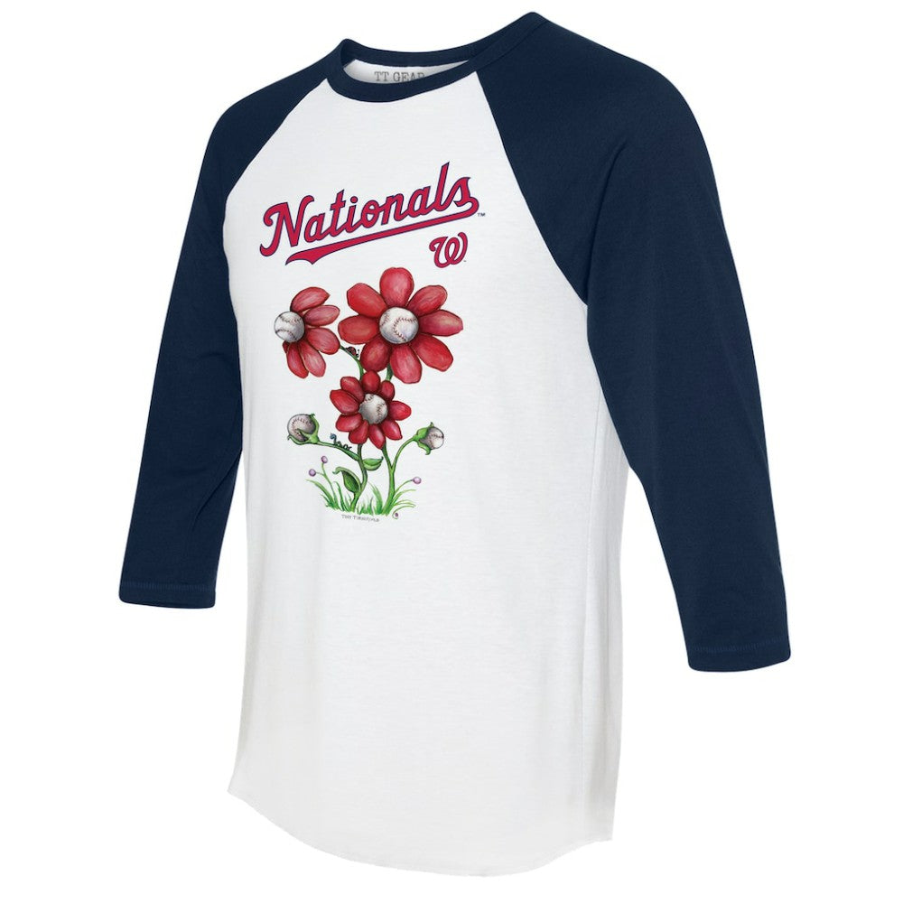 Washington Nationals Tiny Turnip Women's Blooming Baseballs 3/4-Sleeve Raglan T-Shirt On Sale