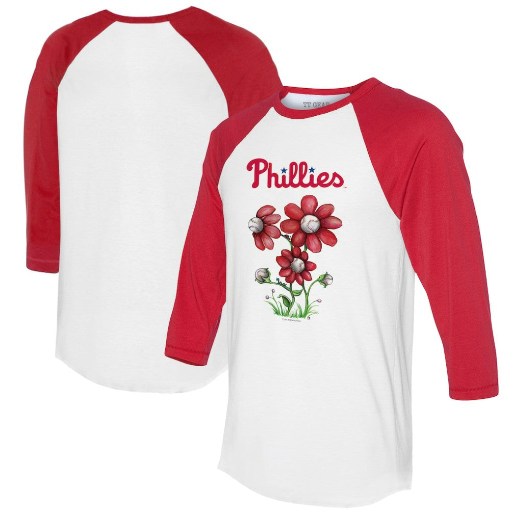 Philadelphia Phillies Tiny Turnip Women's Blooming Baseballs 3/4-Sleeve Raglan T-Shirt Lifestyle