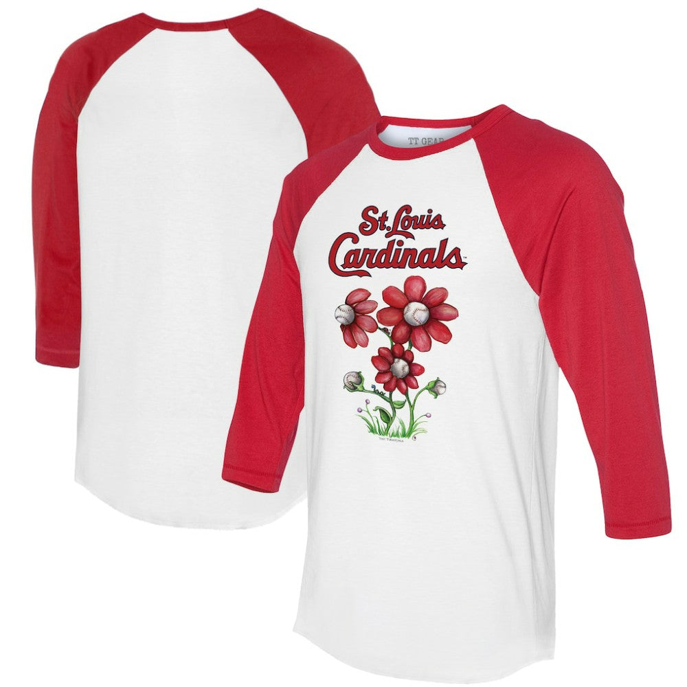St. Louis Cardinals Tiny Turnip Women's Blooming Baseballs 3/4-Sleeve Raglan T-Shirt Clearance