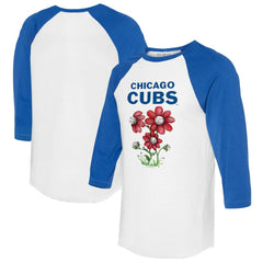Chicago Cubs Tiny Turnip Women's Blooming Baseballs 3/4-Sleeve Raglan T-Shirt for sale