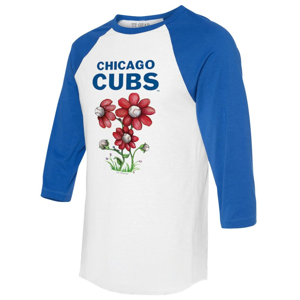Chicago Cubs Tiny Turnip Women's Blooming Baseballs 3/4-Sleeve Raglan T-Shirt for sale