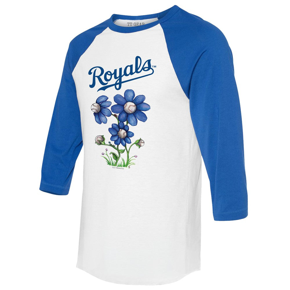 Kansas City Royals Tiny Turnip Women's Blooming Baseballs 3/4-Sleeve Raglan T-Shirt for sale