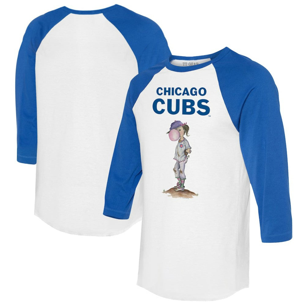 Chicago Cubs Tiny Turnip Women's Bubbles 3/4-Sleeve Raglan T-Shirt for sale