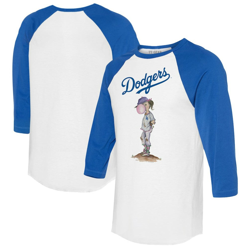 Los Angeles Dodgers Tiny Turnip Women's Bubbles 3/4-Sleeve Raglan T-Shirt On Sale