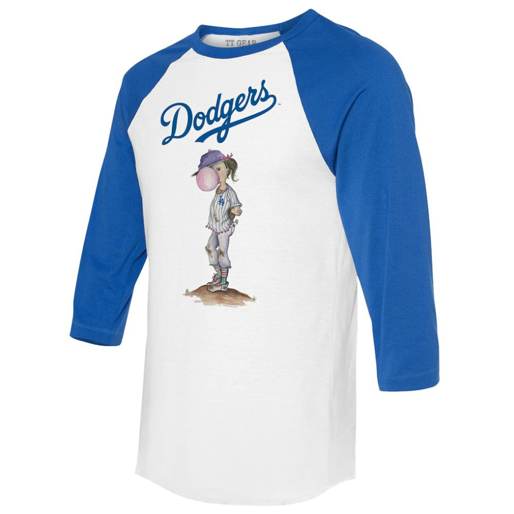 Los Angeles Dodgers Tiny Turnip Women's Bubbles 3/4-Sleeve Raglan T-Shirt On Sale