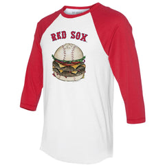 Boston Red Sox Tiny Turnip Women's Burger 3/4-Sleeve Raglan T-Shirt Clearance