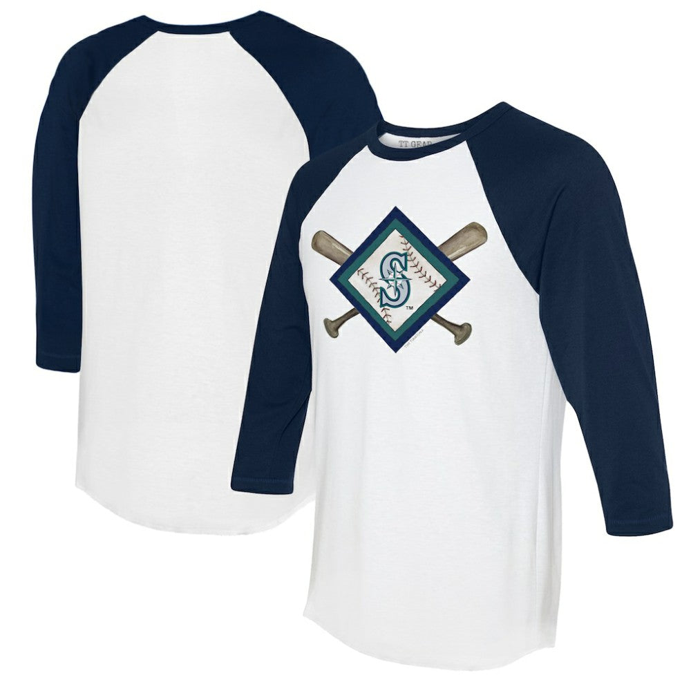 Seattle Mariners Tiny Turnip Women's Diamond Cross Bats 3/4-Sleeve Raglan T-Shirt Near Me