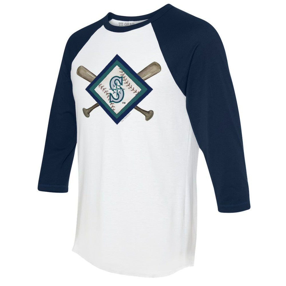 Seattle Mariners Tiny Turnip Women's Diamond Cross Bats 3/4-Sleeve Raglan T-Shirt Near Me