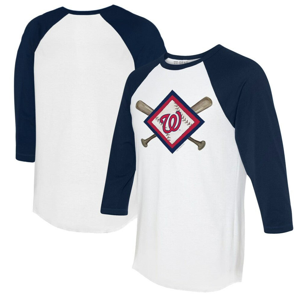Washington Nationals Tiny Turnip Women's Diamond Cross Bats 3/4-Sleeve Raglan T-Shirt Online