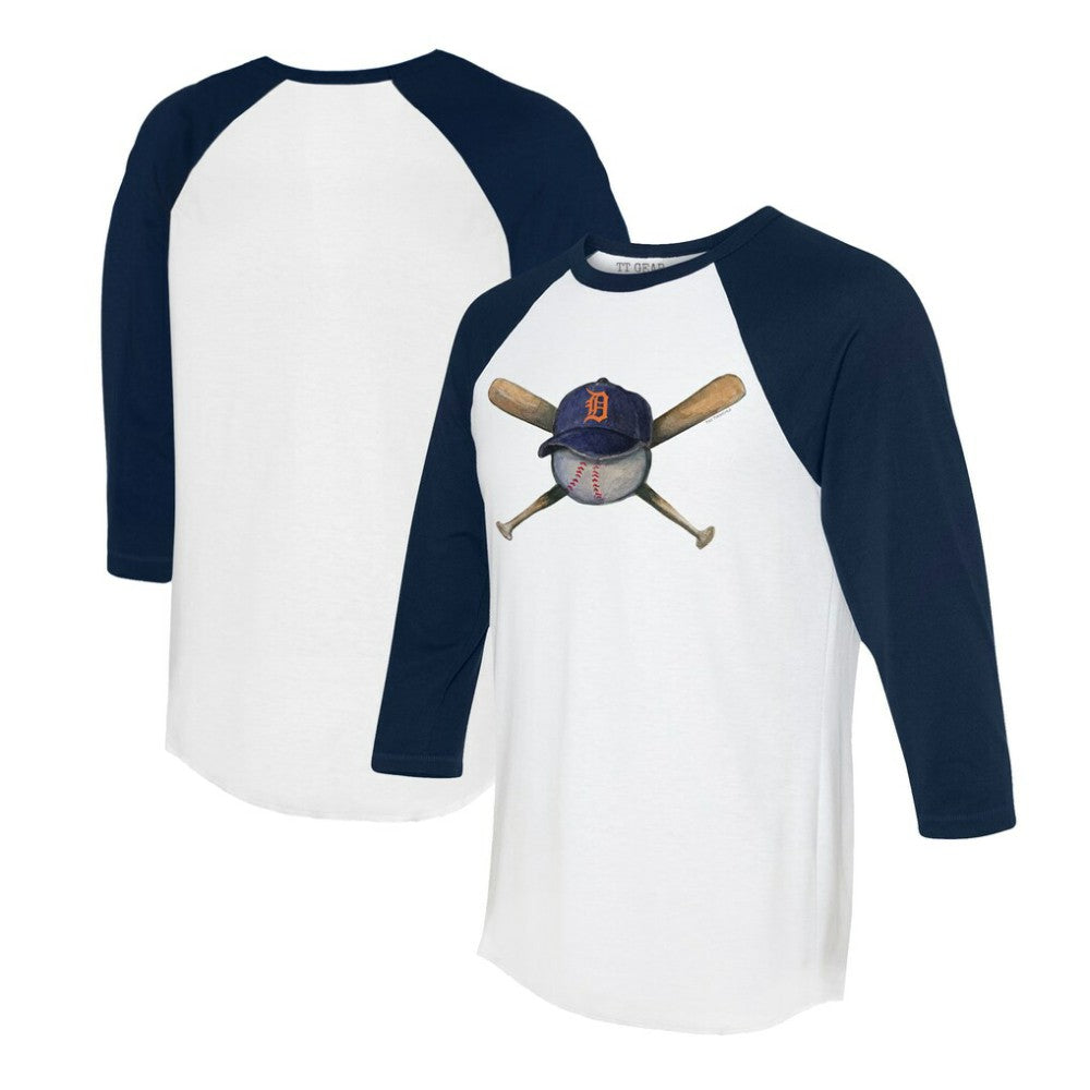 Detroit Tigers Tiny Turnip Women's Hat Crossbats 3/4-Sleeve Raglan T-Shirt Near Me
