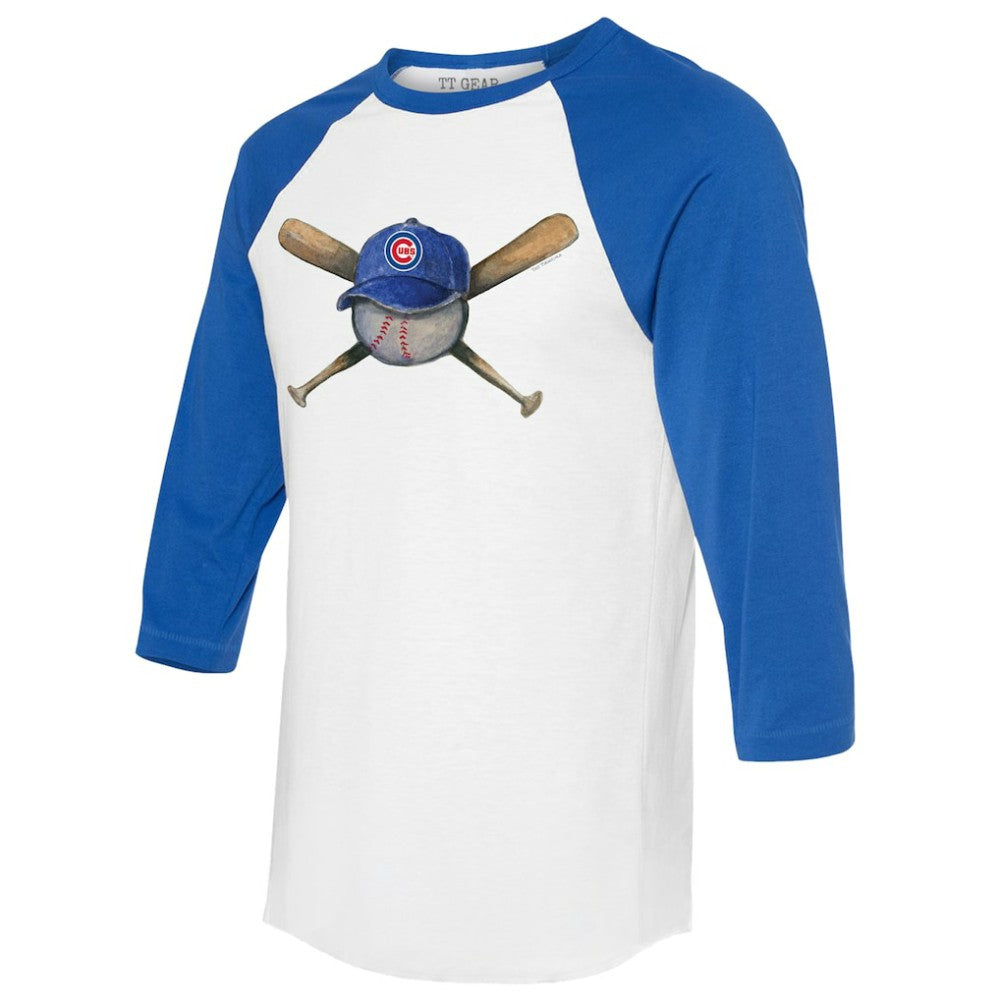 Chicago Cubs Tiny Turnip Women's Hat Crossbats 3/4-Sleeve Raglan T-Shirt for sale