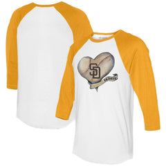 San Diego Padres Tiny Turnip Women's Heart Banner 3/4-Sleeve Raglan T-Shirt On Sale