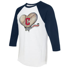 Cleveland Guardians Tiny Turnip Women's Heart Banner 3/4-Sleeve Raglan T-Shirt Near Me