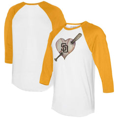 San Diego Padres Tiny Turnip Women's Heart Bat 3/4-Sleeve Raglan T-Shirt for sale