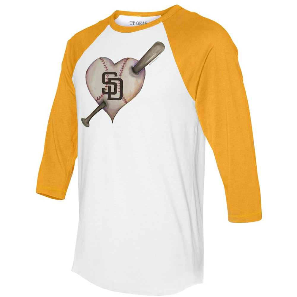 San Diego Padres Tiny Turnip Women's Heart Bat 3/4-Sleeve Raglan T-Shirt for sale