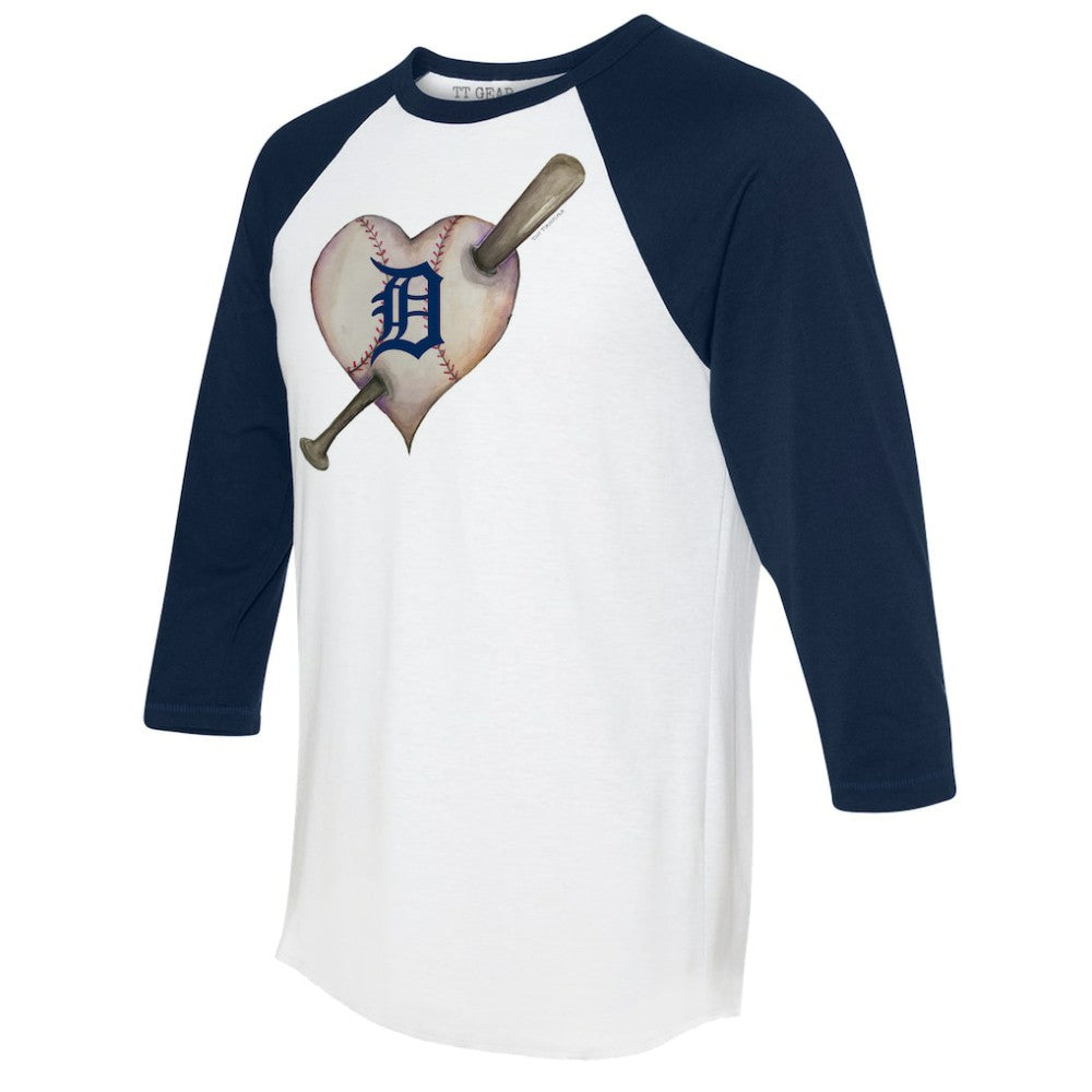 Detroit Tigers Tiny Turnip Women's Heart Bat 3/4-Sleeve Raglan T-Shirt for sale