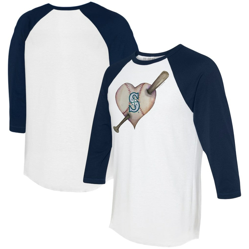 Seattle Mariners Tiny Turnip Women's Heart Bat 3/4-Sleeve Raglan T-Shirt On Sale