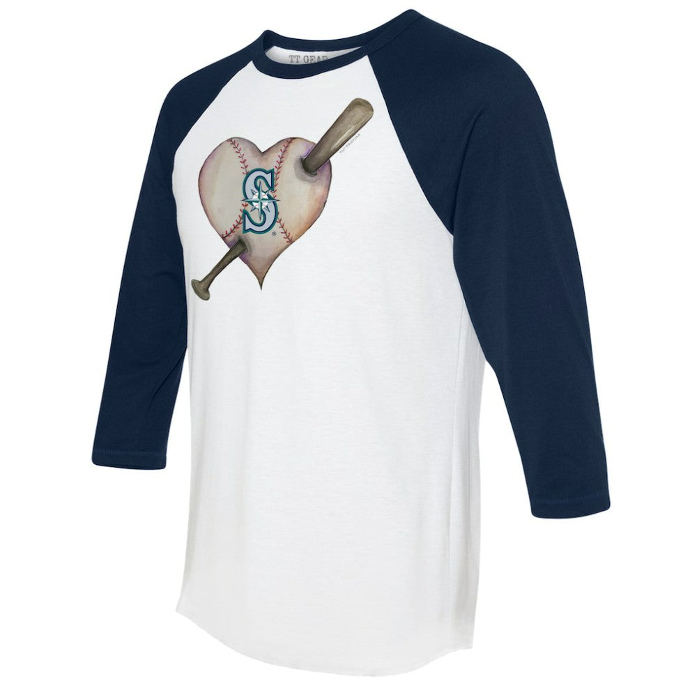Seattle Mariners Tiny Turnip Women's Heart Bat 3/4-Sleeve Raglan T-Shirt On Sale