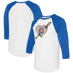 Chicago Cubs Tiny Turnip Women's Heart Bat 3/4-Sleeve Raglan T-Shirt Lifestyle
