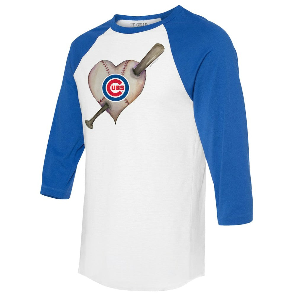 Chicago Cubs Tiny Turnip Women's Heart Bat 3/4-Sleeve Raglan T-Shirt Lifestyle