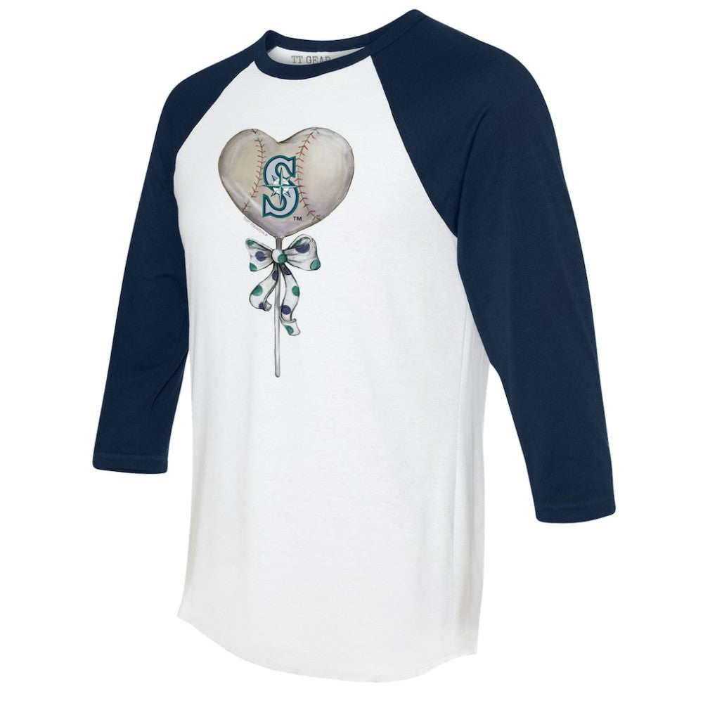 Seattle Mariners Tiny Turnip Women's Heart Lolly 3/4-Sleeve Raglan T-Shirt discount